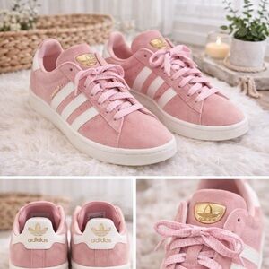Adidas campus 8.5 Women's Pink and White Sneakers